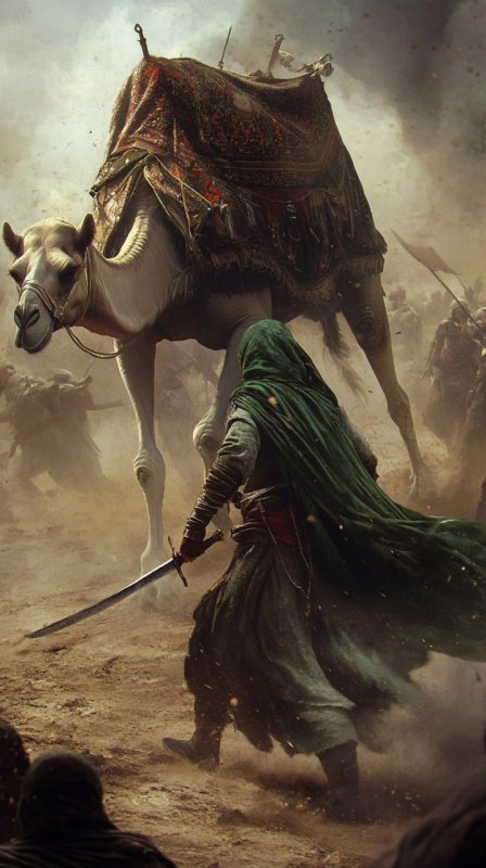 تصویر سازی قابی از امام حسن (ع) در جنگ جمل با هوش مصنوعی