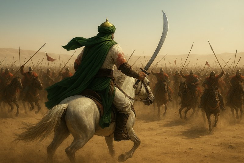 تصویر سازی امام حسین(ع) در هنگام ورود به میدان جنگ