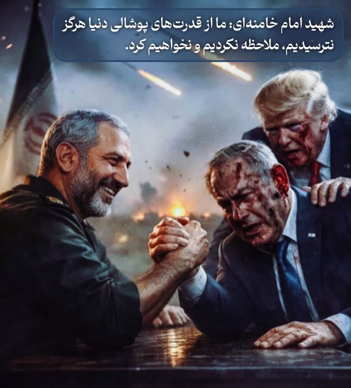 🖋شهید امام خامنه‌ای: ما از قدرت‌های پوشالی دنیا هرگز نترسیدیم، ملاحظه نکردیم و نخواهیم کرد.
