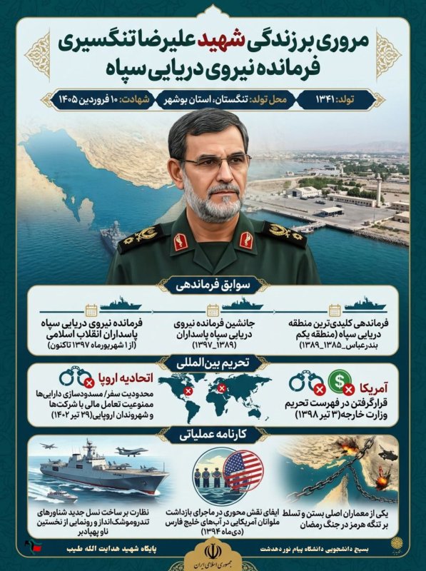 مروری بر زندگی شهید علیرضا تنگسیری فرمانده نیروی دریایی سپاه