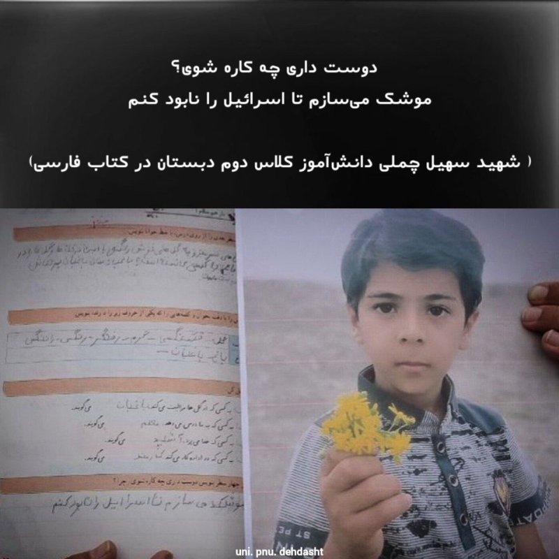 شهید سهیل چملی دانش آموز کلاس دوم دبستان میناب