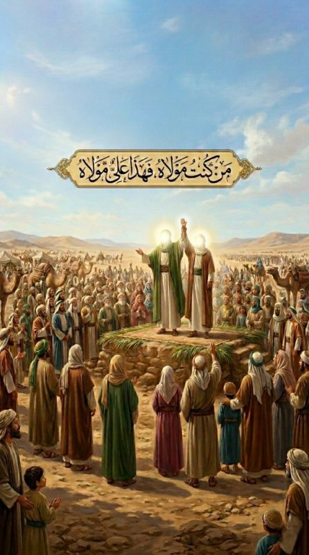 مَنْ کُنْتُ مَوْلاهُ، فَهذا عَلِیٌّ مَوْلاهُ. اَللّهُمَّ والِ مَنْ والاهُ، وَ عادِ مَنْ عاداهُ، وَانْصُرْ مَنْ نَصَرَهُ، وَاخْذُلْ مَنْ خَذَلَهُ