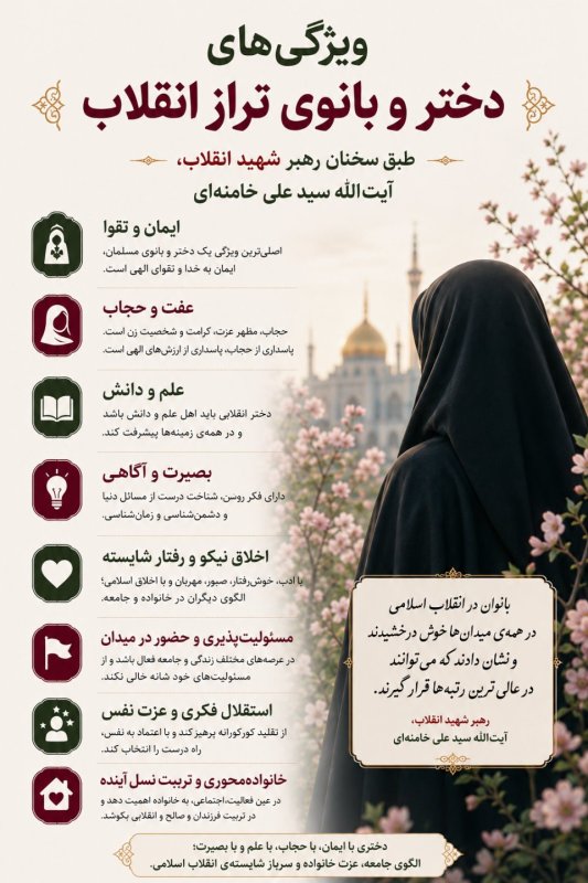 ویژگی های دختر و بانوی تراز انقلاب