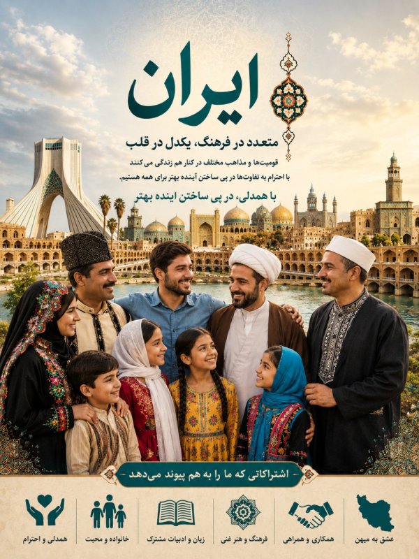 نقاط اشتراک قومیت و مذاهب مختلف مردم ایران متحد